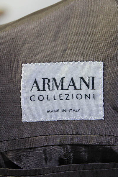 Armani Collezioni Mens Wool Notched Collar Three Button Blazer Brown Size 48R