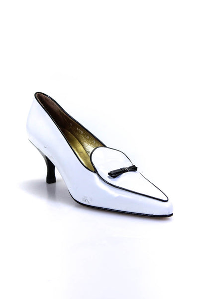 Isaac Mizrahi Womens Patent Leather Pointed Toe Heels Pumps White Size 6B