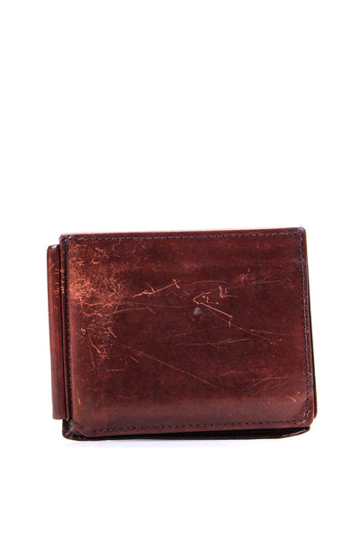 Bosca Womens Leather Three Fold Mini Card Light Wallet Walnut Brown