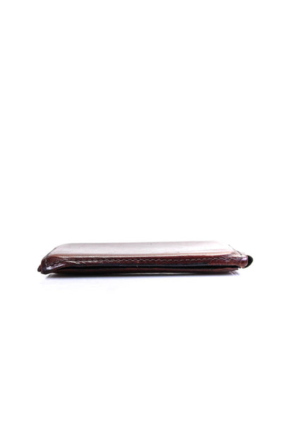 Bosca Womens Leather Three Fold Mini Card Light Wallet Walnut Brown