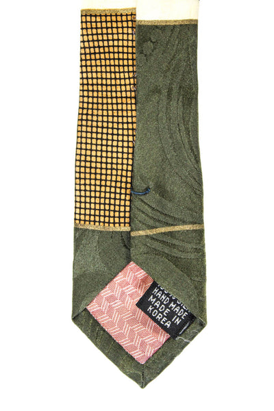 Pierre Balmain Mens Striped Check Classic Width Silk Tie Green White Black