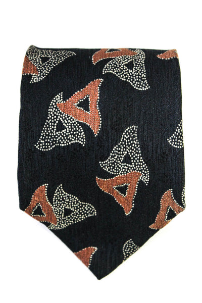 Giorgio Armani Mens Classic Width Abstract Printed Silk Tie Navy Red