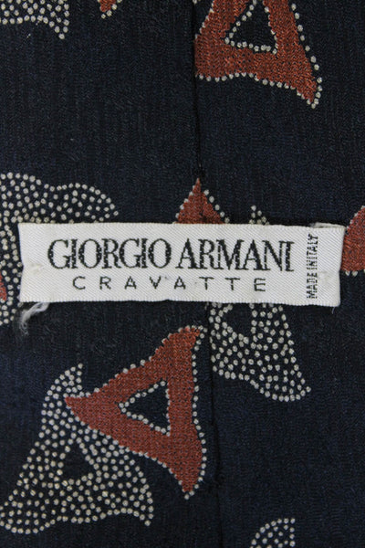 Giorgio Armani Mens Classic Width Abstract Printed Silk Tie Navy Red