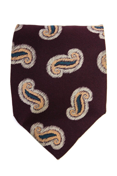 Giorgio Armani Mens Classic Width Paisley Print Silk Tie Red Brown