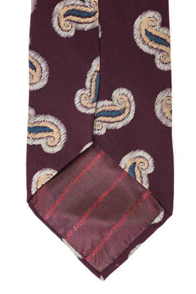 Giorgio Armani Mens Classic Width Paisley Print Silk Tie Red Brown