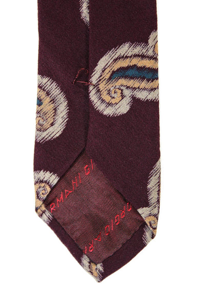 Giorgio Armani Mens Classic Width Paisley Print Silk Tie Red Brown