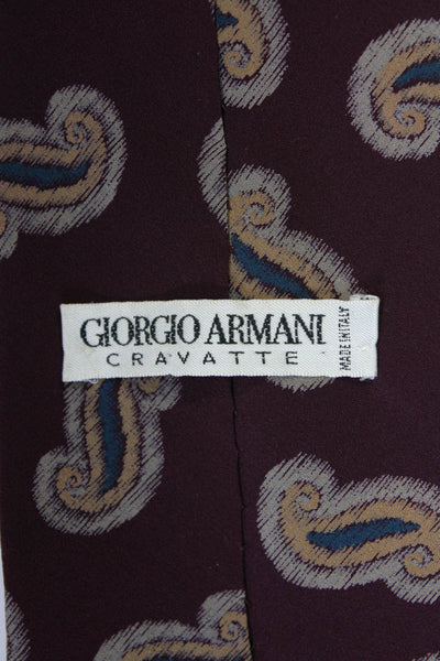 Giorgio Armani Mens Classic Width Paisley Print Silk Tie Red Brown