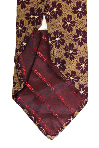 Giorgio Armani Mens Classic Width Floral Print Silk Tie Brown Red