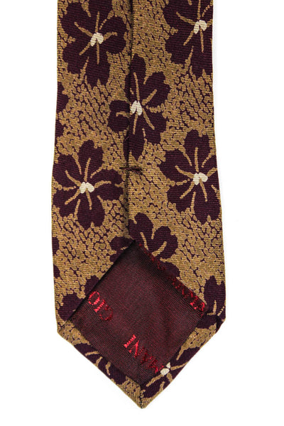 Giorgio Armani Mens Classic Width Floral Print Silk Tie Brown Red