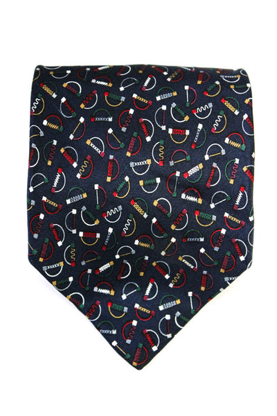 Givenchy Mens Classic Width Abstract Silk Tie Navy Blue Multi