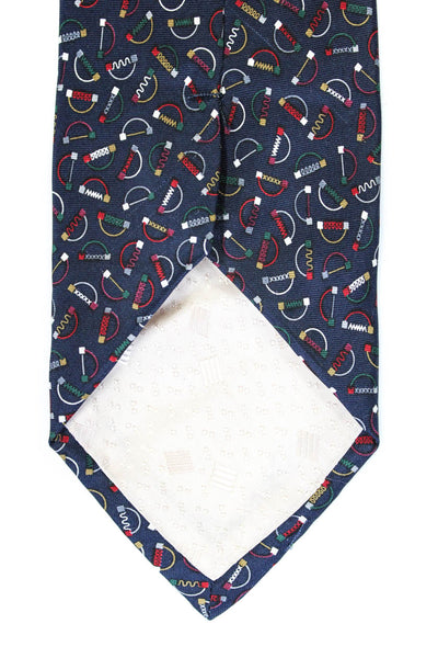 Givenchy Mens Classic Width Abstract Silk Tie Navy Blue Multi