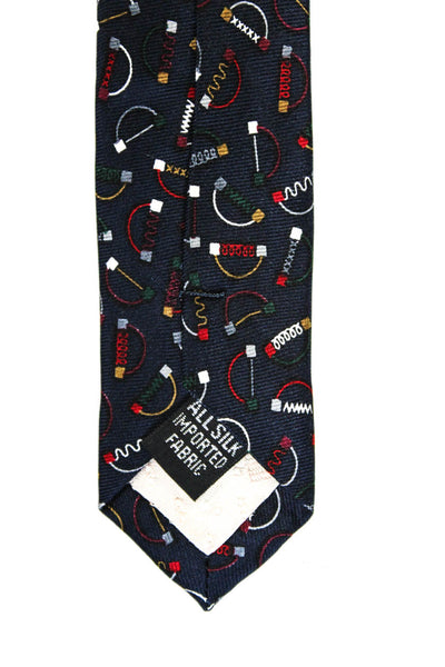 Givenchy Mens Classic Width Abstract Silk Tie Navy Blue Multi