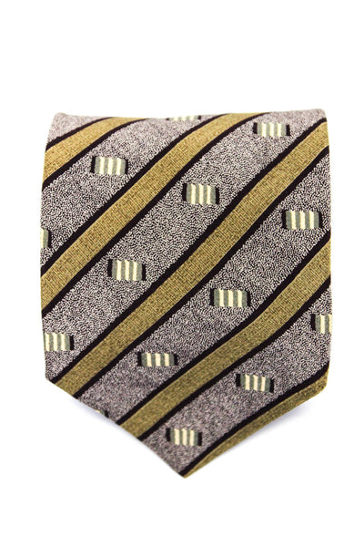 Giorgio Armani Cravatte Mens Classic Width Striped Silk Tie Brown