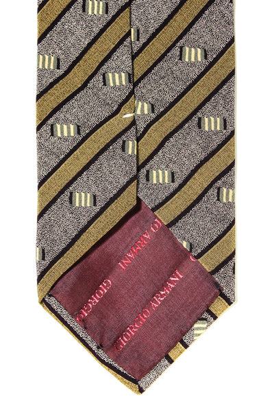 Giorgio Armani Cravatte Mens Classic Width Striped Silk Tie Brown