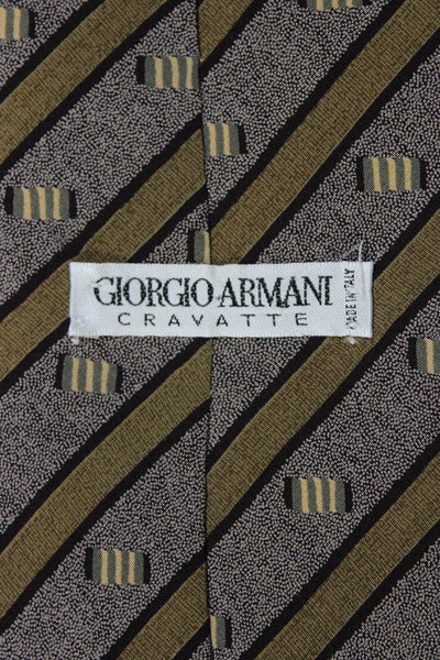 Giorgio Armani Cravatte Mens Classic Width Striped Silk Tie Brown