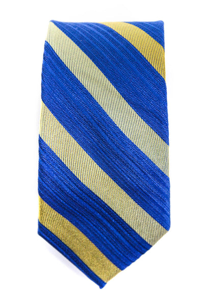 Michael Kors Mens Skinny Width Silk Striped Tie Blue Brown