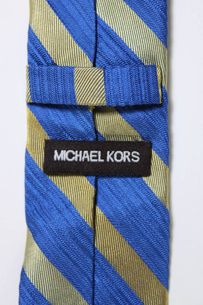 Michael Kors Mens Skinny Width Silk Striped Tie Blue Brown