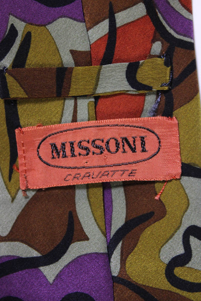 Missoni Cravatte Mens Classic Width Abstract Print Silk Tie Multicolored