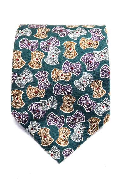 Christian Dior Mens Classic Width Abstract Silk Tie Green Multi