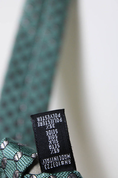 Giorgio Armani Mens Classic Width Geometric Print Silk Tie Green Gray