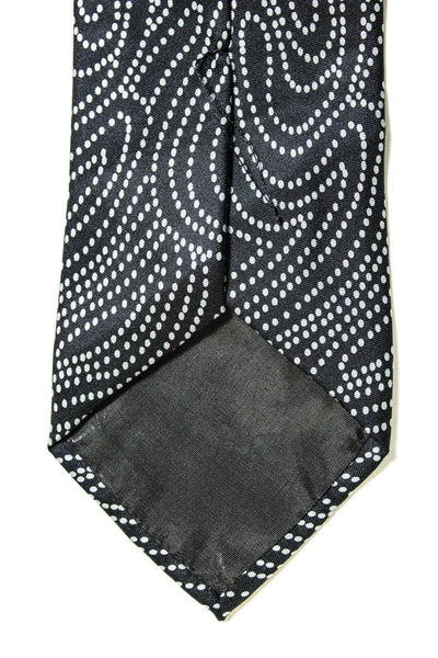 Giorgio Armani Mens Classic Width Dotted Silk Tie Navy Blue Gray