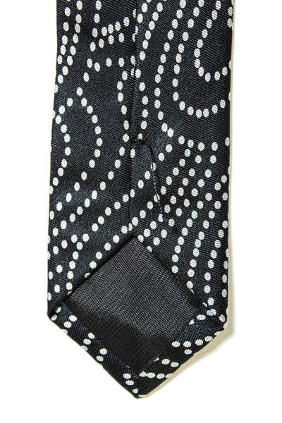 Giorgio Armani Mens Classic Width Dotted Silk Tie Navy Blue Gray