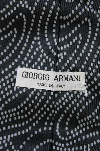 Giorgio Armani Mens Classic Width Dotted Silk Tie Navy Blue Gray