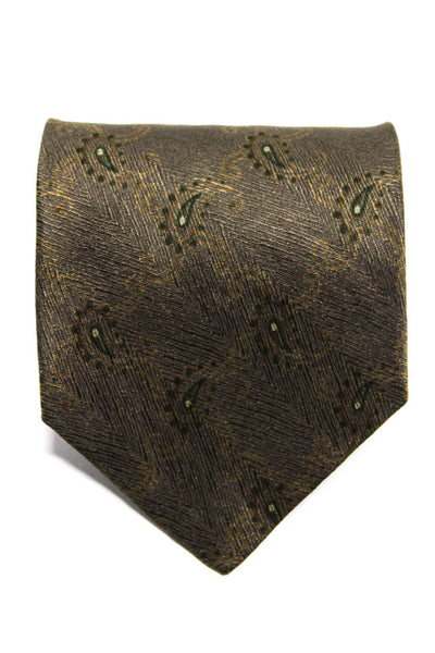 Giorgio Armani Mens Classic Width Paisley Print Silk Tie Brown