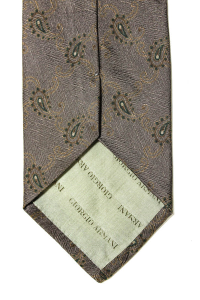 Giorgio Armani Mens Classic Width Paisley Print Silk Tie Brown