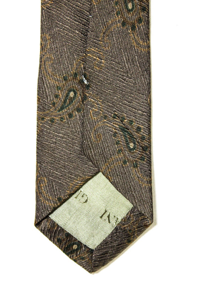 Giorgio Armani Mens Classic Width Paisley Print Silk Tie Brown