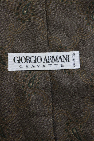 Giorgio Armani Mens Classic Width Paisley Print Silk Tie Brown