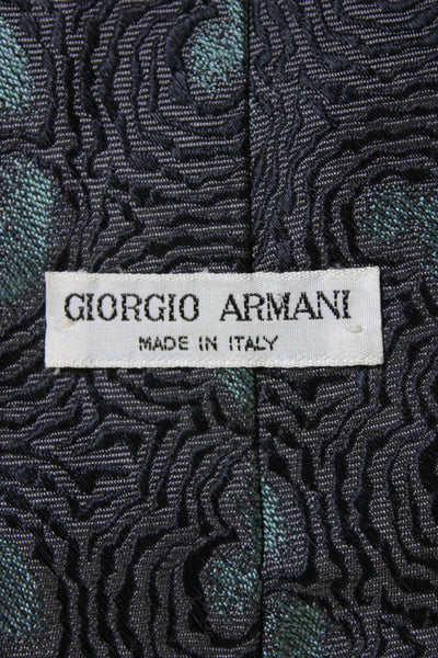 Giorgio Armani Mens Classic Width Abstract Silk Tie Gray Green Black