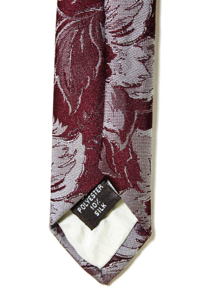 Givenchy Mens Classic Width Floral Print Silk Tie Red Gray