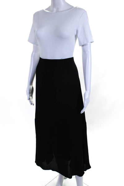 Rosetta Getty Womens Flat Front A Line Full Length Maxi Skirt Caviar Black Size