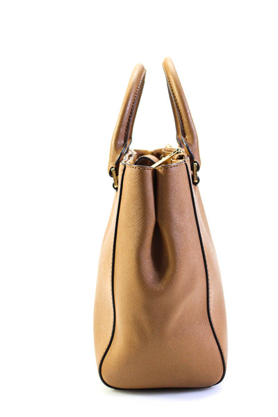 Michael Kors Womens Caramel Leather Snap Medium Top Handle Satchel Bag Handbag