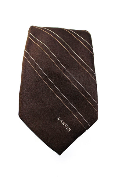 Lanvin Mens Dark Brown Striped Printed Tie