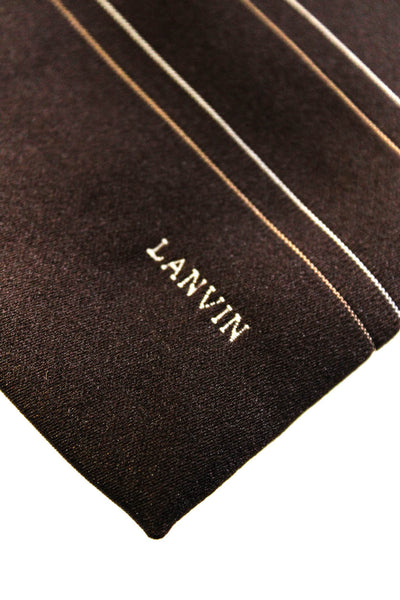 Lanvin Mens Dark Brown Striped Printed Tie