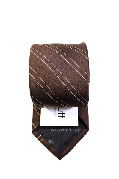 Lanvin Mens Dark Brown Striped Printed Tie