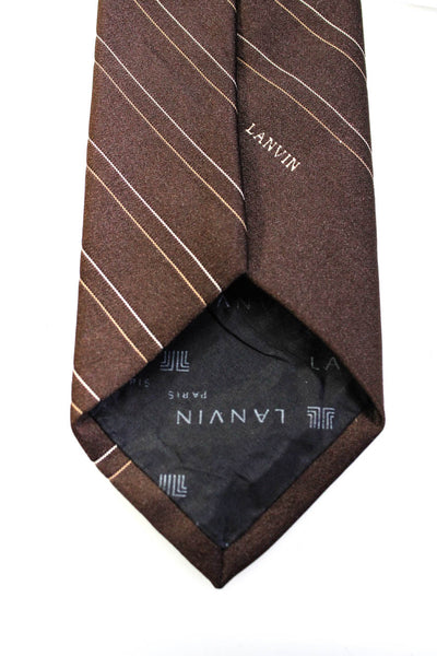 Lanvin Mens Dark Brown Striped Printed Tie