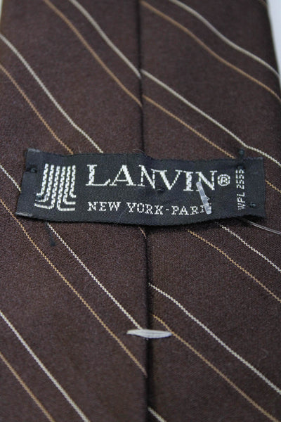 Lanvin Mens Dark Brown Striped Printed Tie