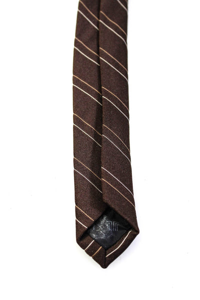 Lanvin Mens Dark Brown Striped Printed Tie