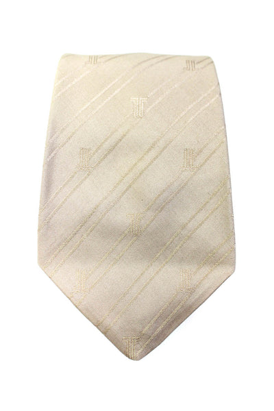 Lanvin Mens Dark Brown Striped Printed Tie