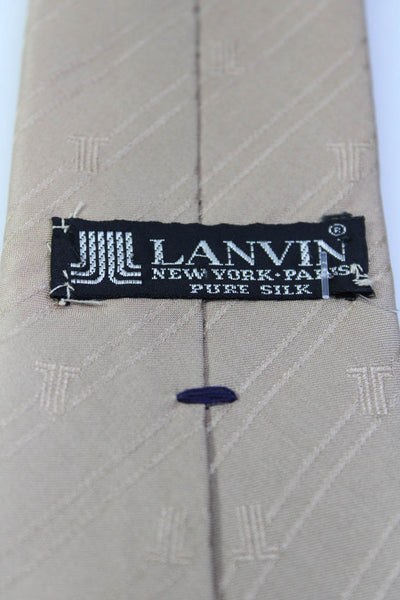 Lanvin Mens Dark Brown Striped Printed Tie