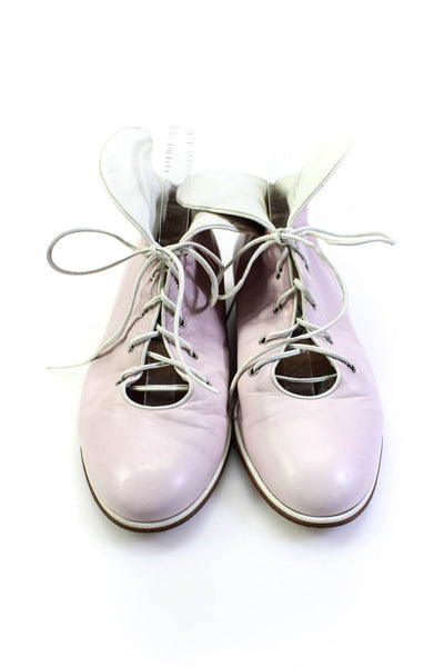 Maud Frizon Womens Lace Up Round Toe Oxfords Purple Leather Size 38.5