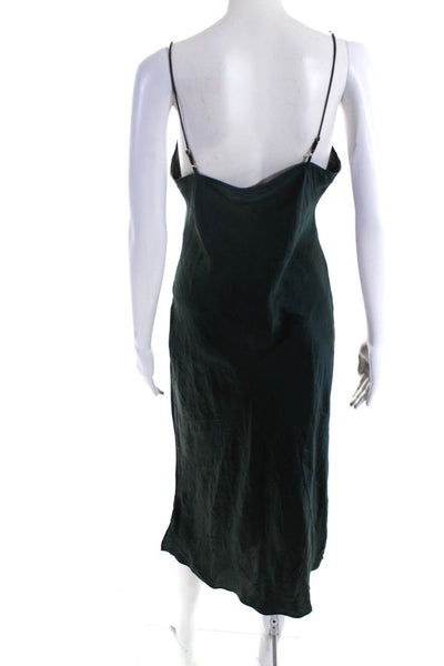 Cami NYC Womens Spaghetti Strap V Neck Silk Midi Dress Green Size Small