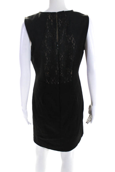 BCBG Max Azria Womens Lace Ponte Sleeveless Sheath Dress Black Size Large