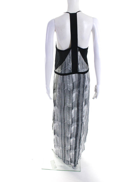 Sass & Bide Womens Sleeveless Herringbone Midi Dress Black White Size 4