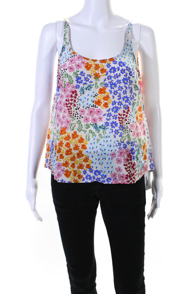 Johnny Was Jade Womens Silk Floral Print Tank Top Multi Colored Size Small