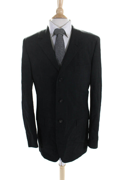 Hugo Hugo Boss Mens Charcoal Wool Three Button Long Sleeve Blazer Size 38