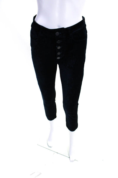 Paige Womens Button Fly High Rise Hoxton Ankle Peg Velvet Jeans Blue Size 27